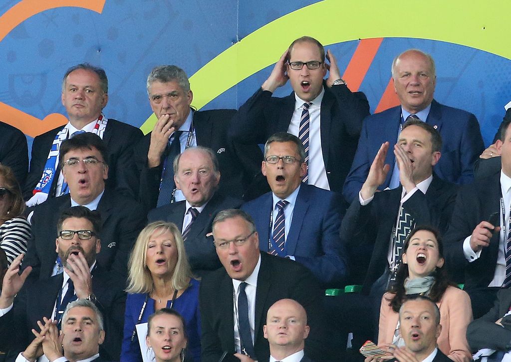 Prince William reacts at England's Euro 2016 match against Slovakia