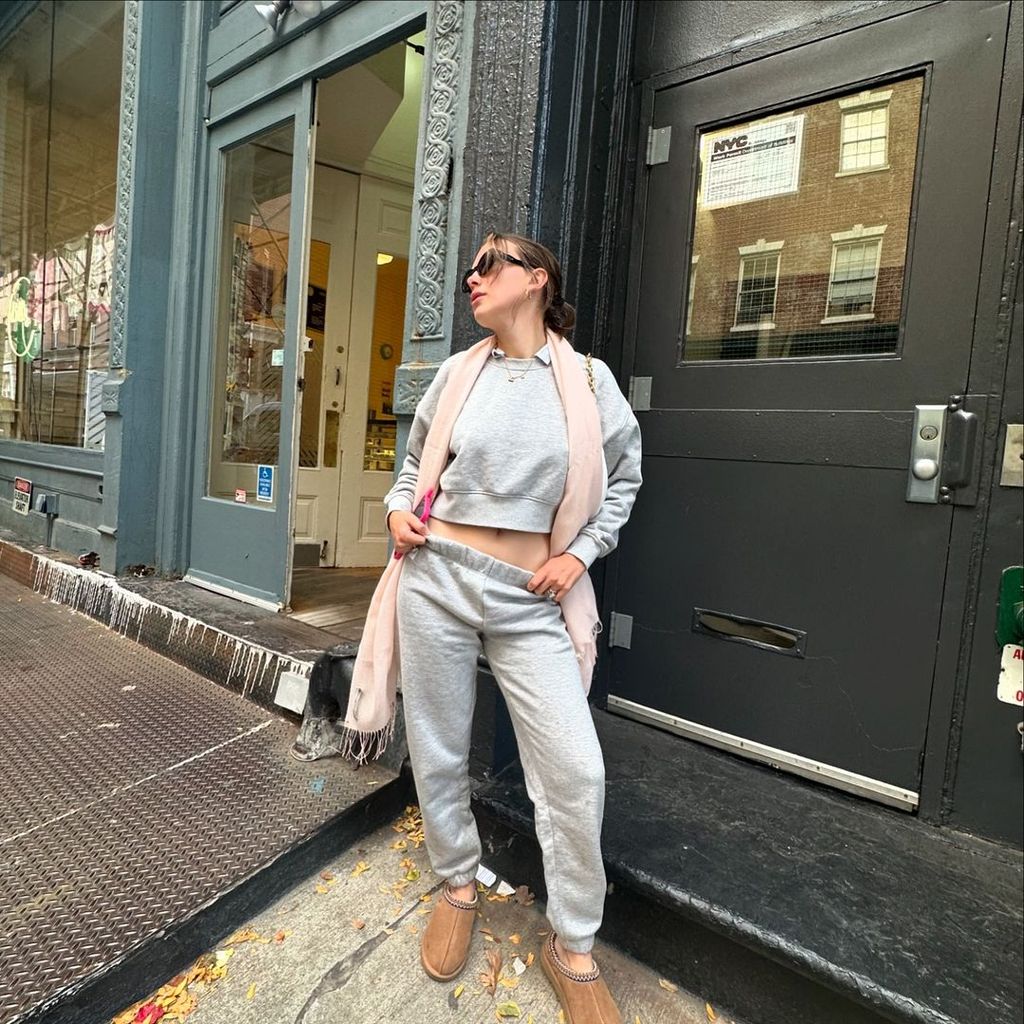 Millie posed in New York wearing a tracksuit and Tasman UGG boots