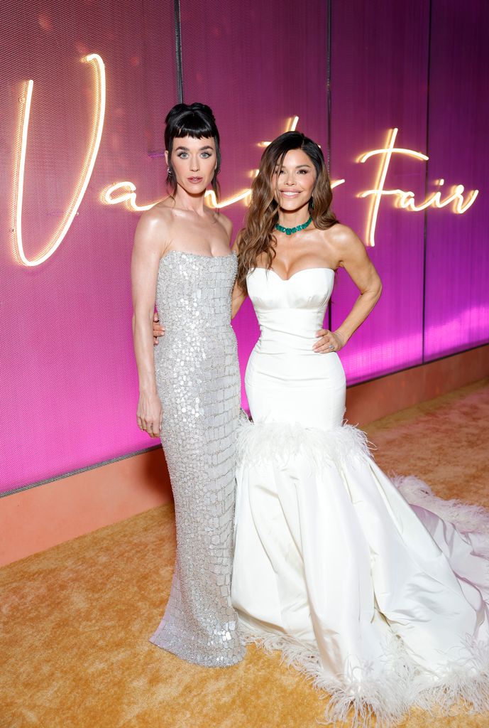 katy perry and lauren sanchez in gowns