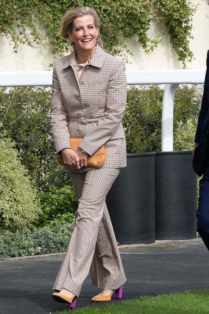 Duchess Sophie wearing a Spotmax suit to an engagement at Ascot Racecourse in 2022