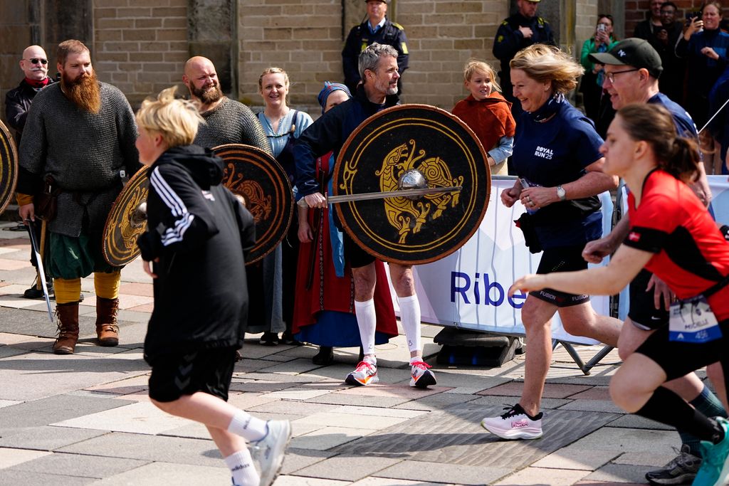 King Frederik X of Denmark takes part in the Royal Run in the old city of Ribe