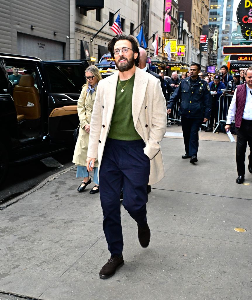 Chris Evans is seen outside "Good Morning America" on November 11, 2024 in New York City.