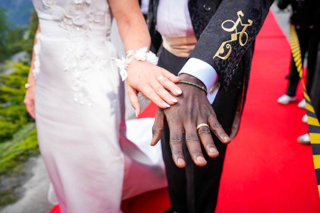 Princess Martha Louise of Norway and Durek Verrett show their rings