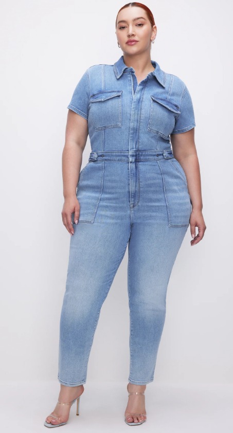 good american jumpsuit in blue denim