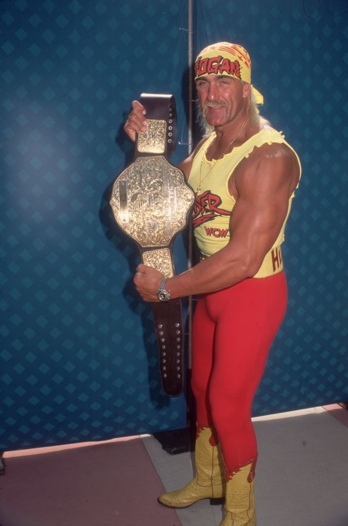 Image pleine longueur du lutteur américain Hulk Hogan vers 1980