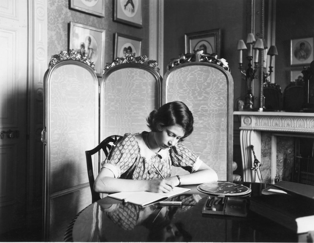 Princess Elizabeth studying at her desk in 1940