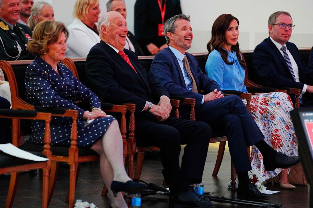 King Harald and Queen Sonja later joined Crown Prince Frederik and Crown Princess Mary in Copenhagen 