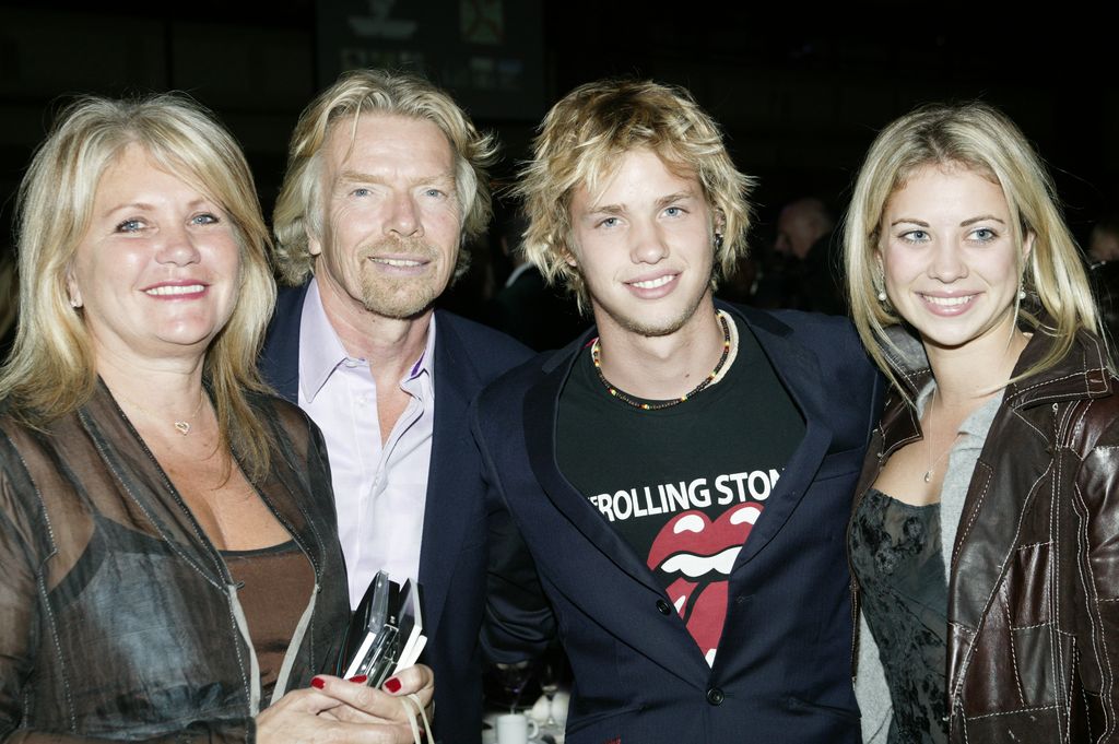 Joan Templeman, Richard Branson, Sam Branson and Holly Branson with their arms around each other