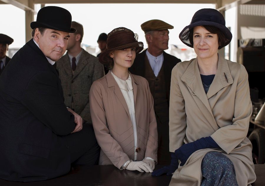 Brendan Coyle as John Bates, Joanne Froggatt as Anna and Raquel Cassidy as Phyllis Baxter in 'Downton Abbey: A New Era'