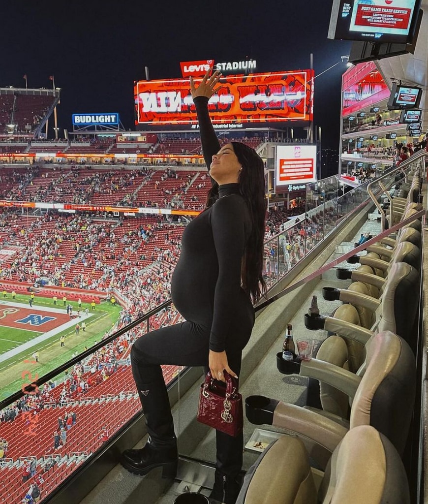 Photo shared by Sydney Warner on Instagram attending her husband Fred Warner's football game with the San Francisco 49ers