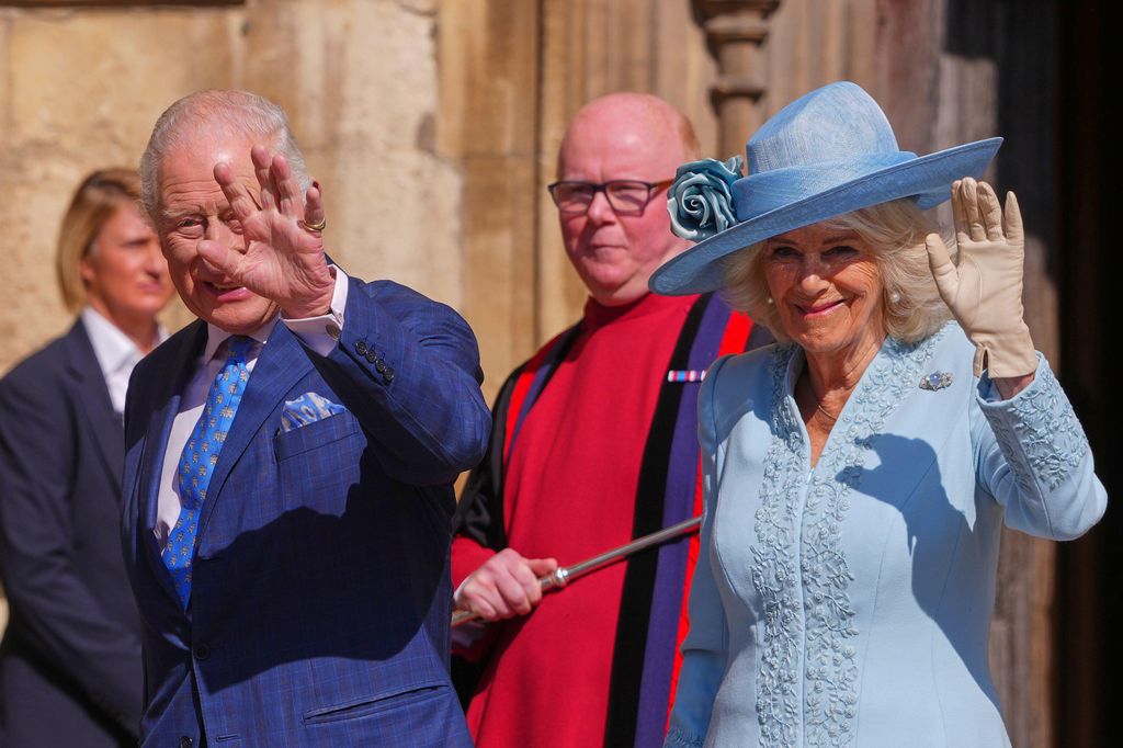 King Charles and Queen Camilla matched in blue for Easter Sunday service