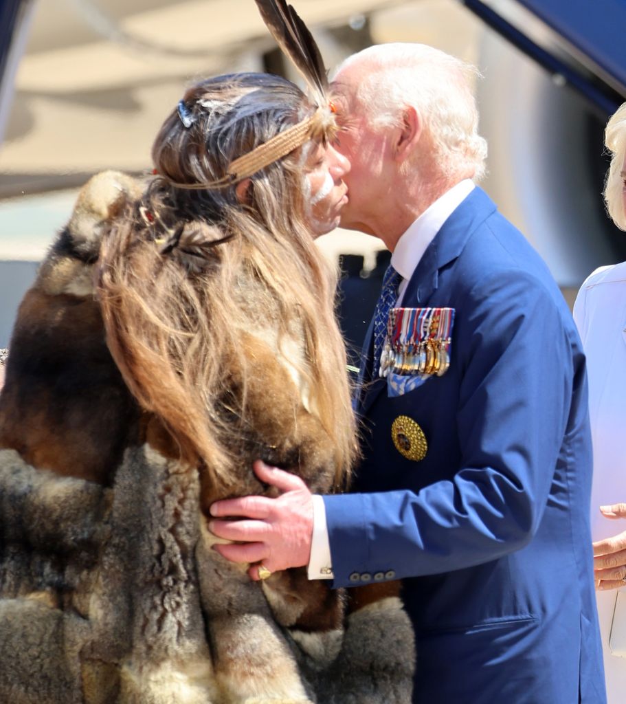 King Charles III is greeted by Ngunnawal Elder Auntie Serena Williams in Canberra, Australia