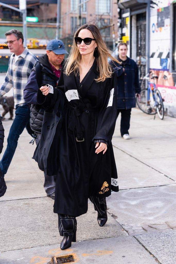 Angelina in all black on street