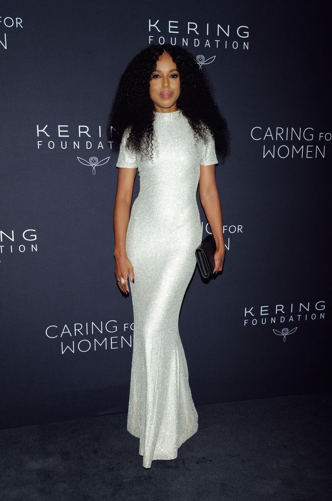 Kerry Washington in silver shiny dress