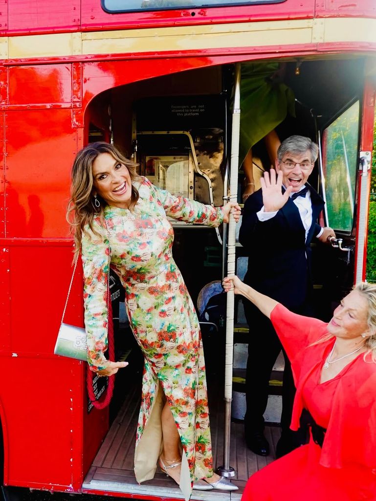 George and Ali at the wedding in London alongside Mariska Hargitay 