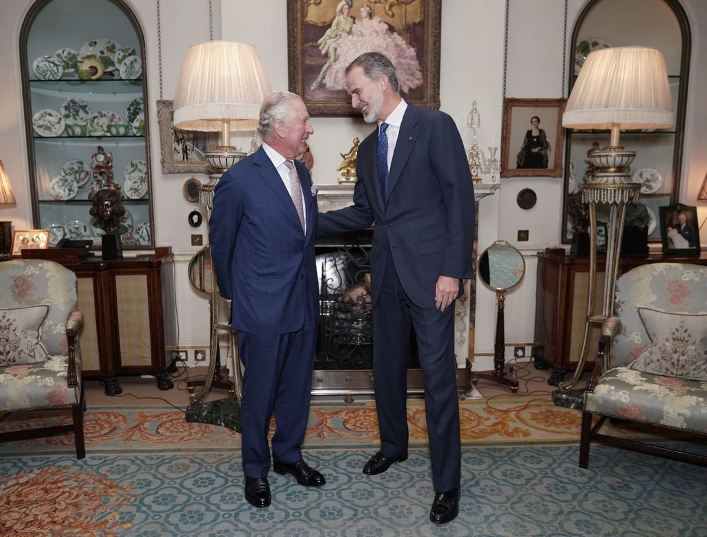 King Charles with King Felipe of Spain in the Morning Room