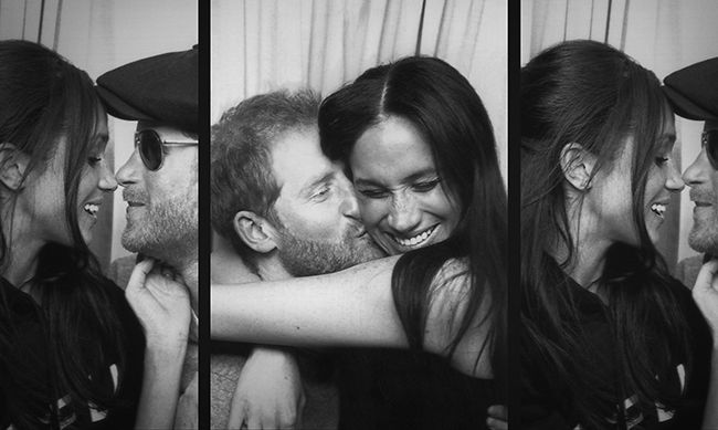 harry and meghan embrace in photobooth