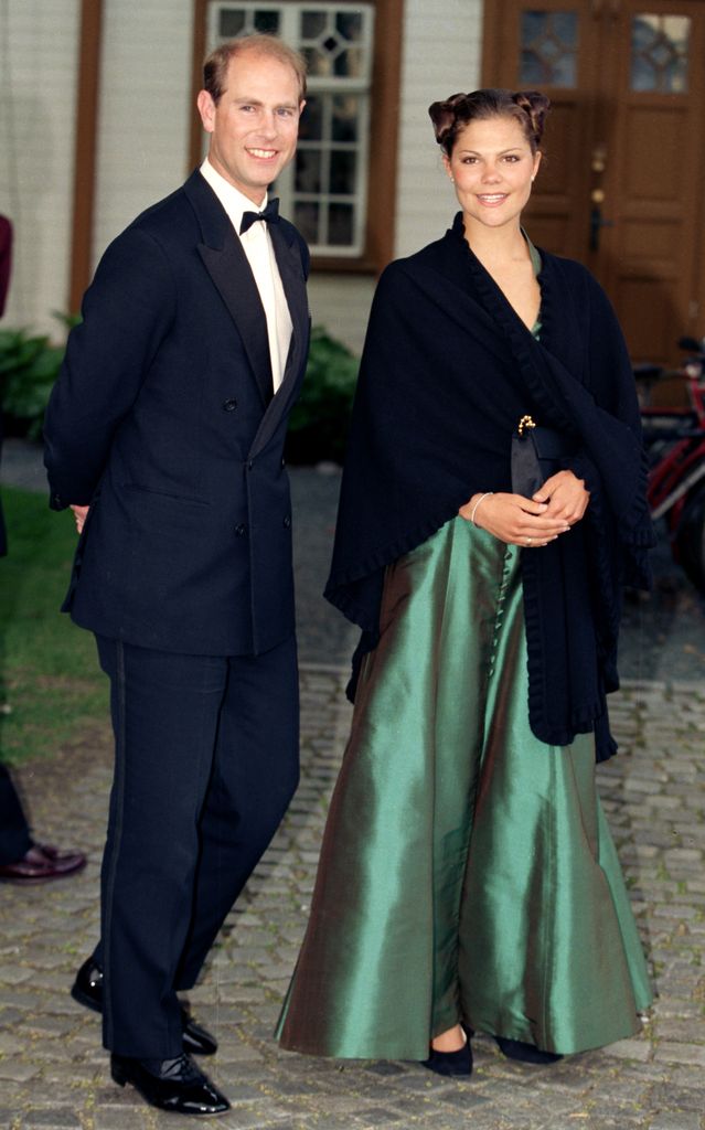 young Crown Princess Victoria in green dress seen with Prince Edward