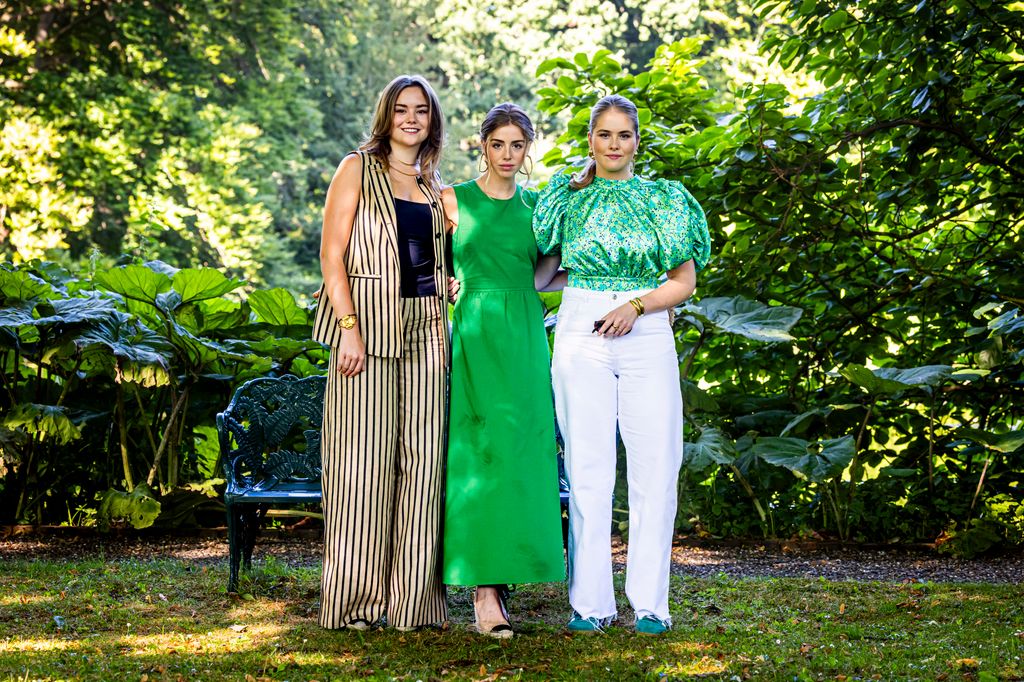 Princess Amalia, Princess Ariane and Princess Alexia posed in garden