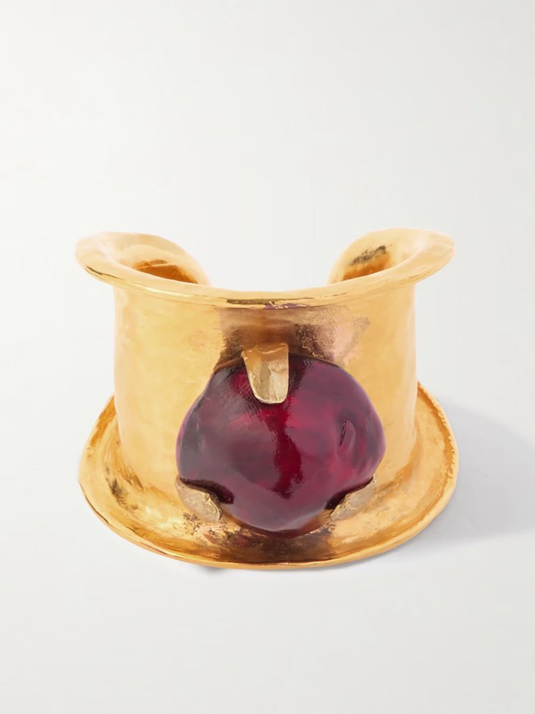 Gold-tone and resin cuff by YSL