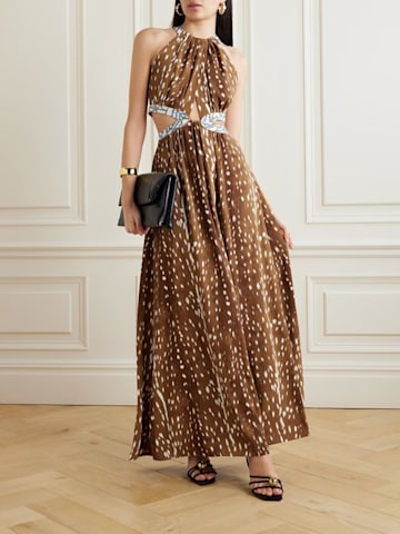 Elizabeth cut-out printed twill halterneck maxi dress