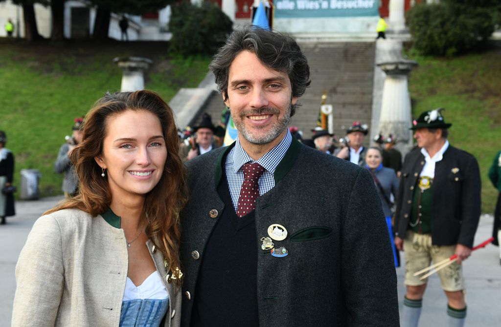 Prince Ludwig of Bavaria and his fiancee Sophie Evekink in traditional outfits at Oktoberfest 