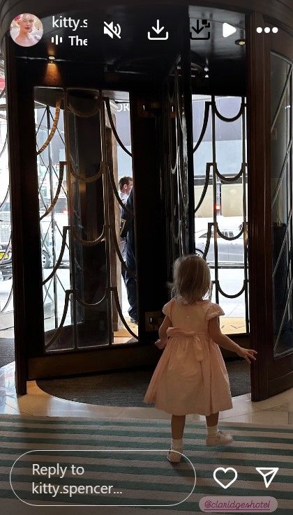 Kitty Spencer's daughter Athena wearing a pink dress