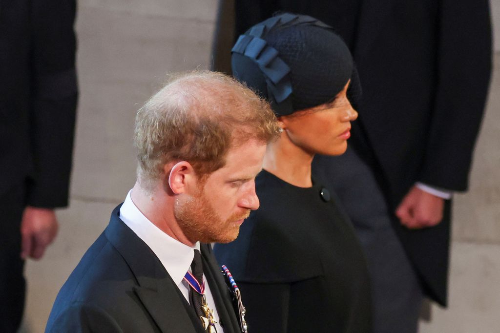 Prince Harry and Meghan Markle at Queen Elizabeth II's funeral at Queen Elizabeth II's funeral