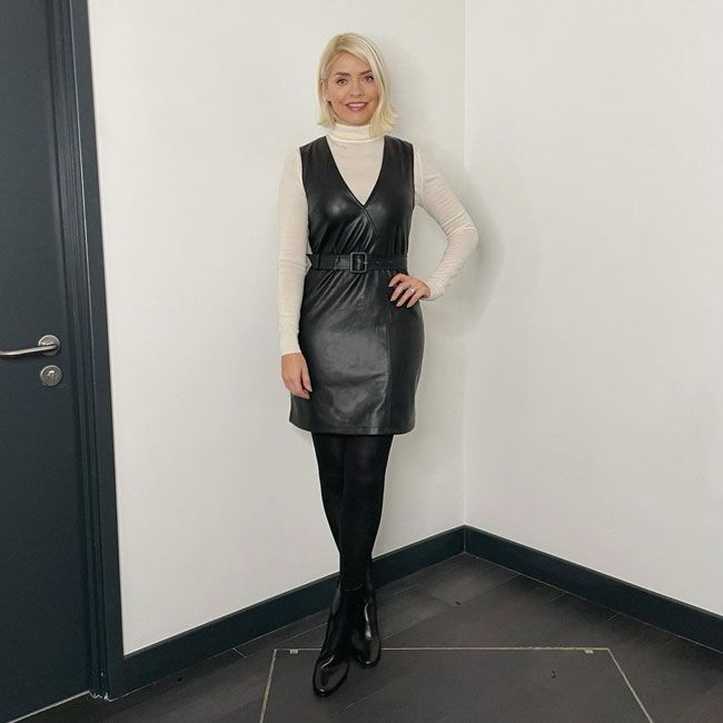 holly willoughby leather dress