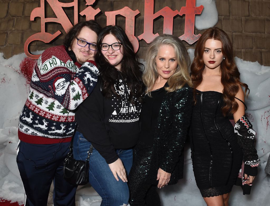 Anton James Pacino and Olivia Pacino with mom Beverly D'Angelo and Courtney D'Angelo at the premiere of "Violent Night" held at TCL Chinese Theatre on November 29, 2022 in Los Angeles, California