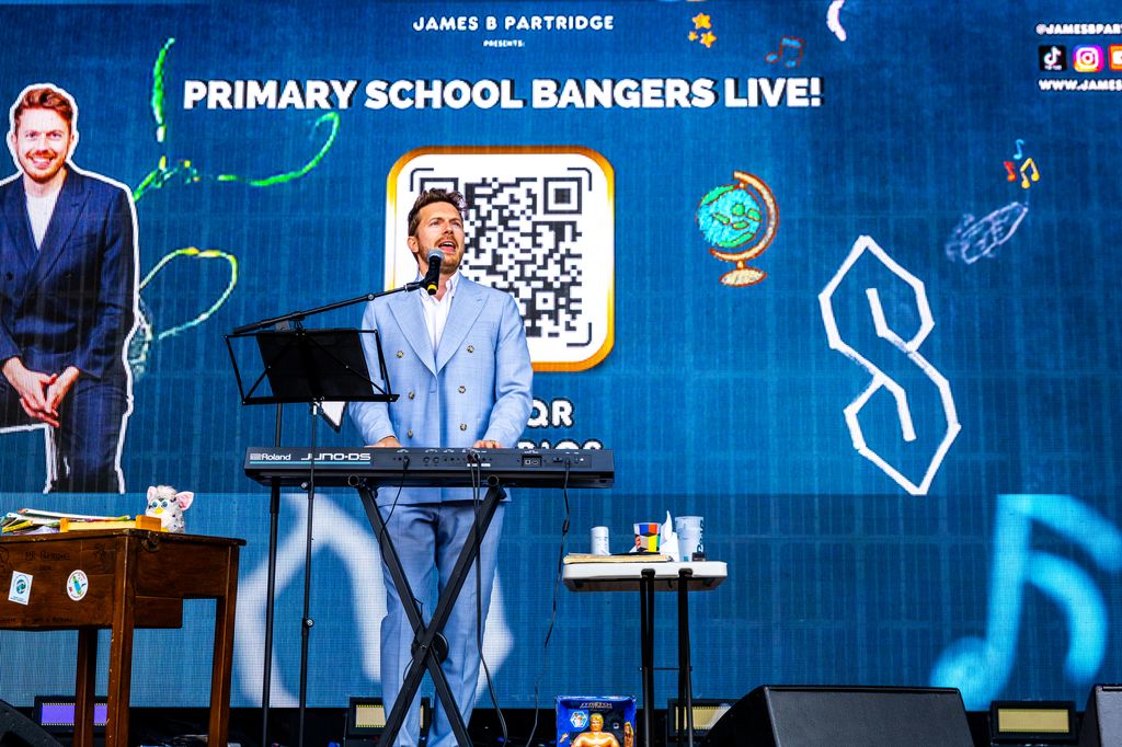 Man playing a keyboard on a stage