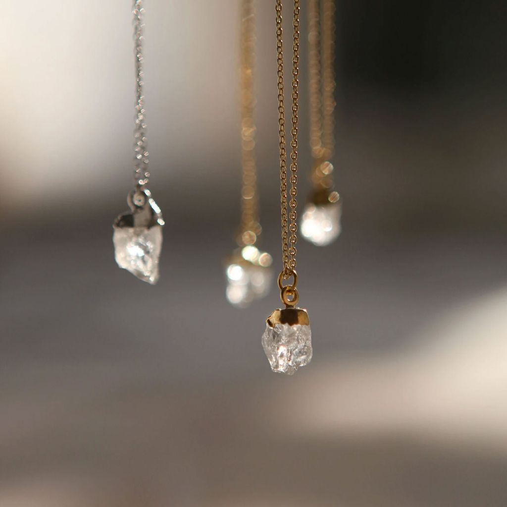Etsy minimal clear quartz necklace