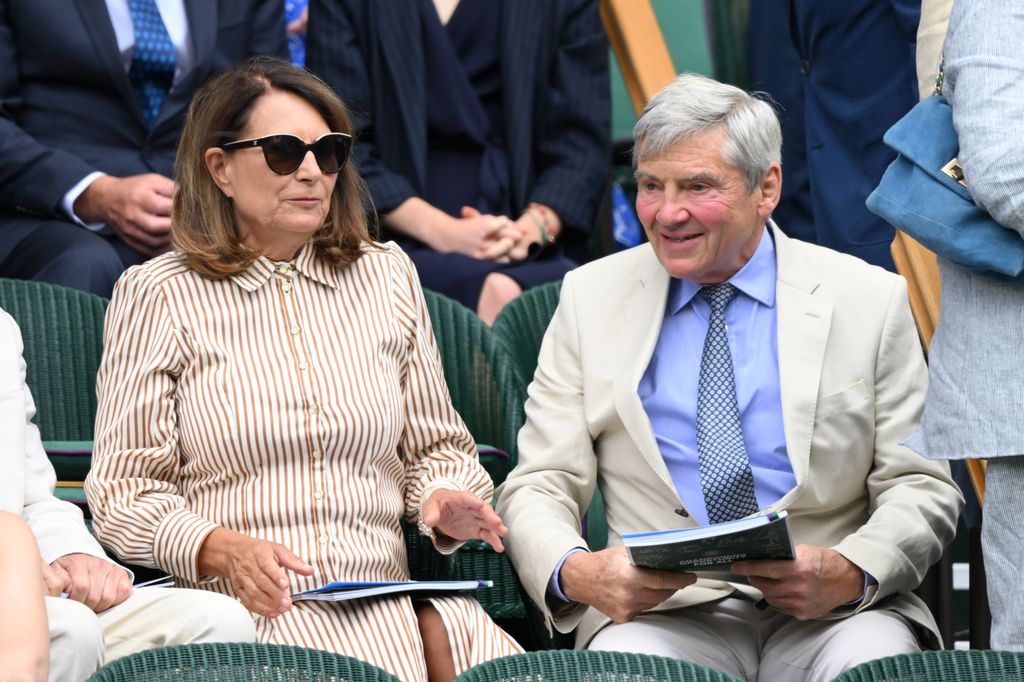 Carole and Michael Middleton seated in the royal box at Wimbledon