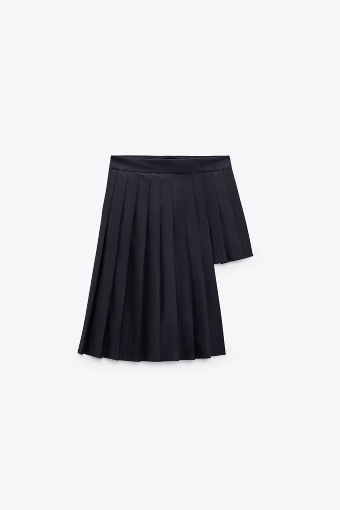 Asymmetric Box Pleat Skirt - Zara