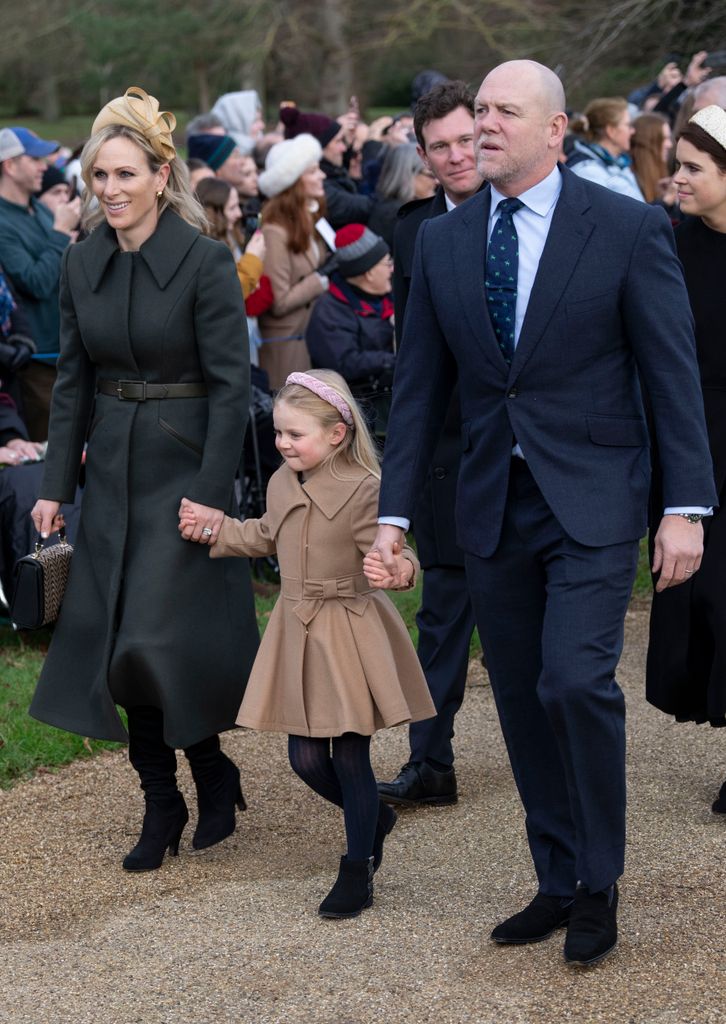Zara and Mike Tindall walk to church holding hands with daughter, Lena