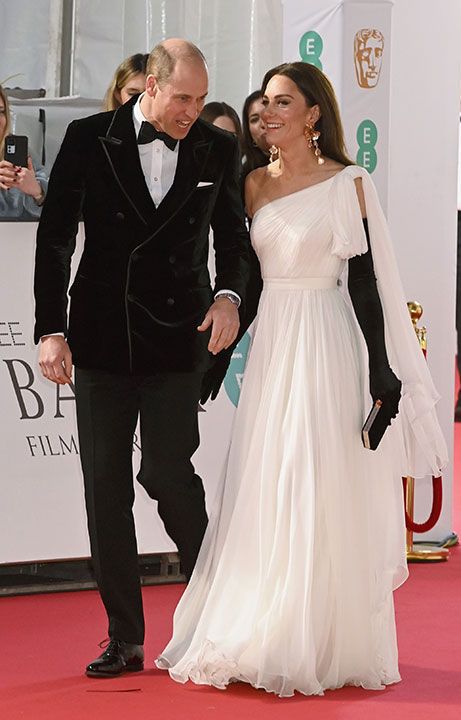 Prince and Princess of Wales arrive on red carpet at BAFTAs