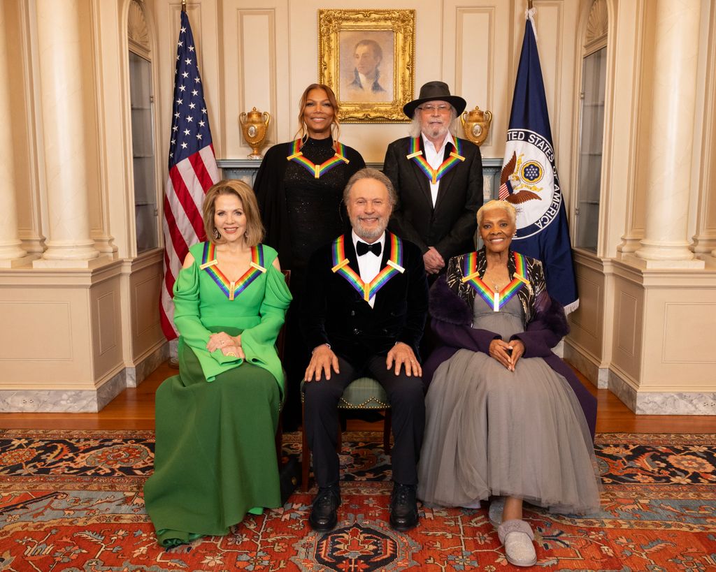 Queen Latifah and Barry Gibb. Pictured (L-R bottom row) RenÃ©e Fleming, Billy Crystal, and Dionne Warwick were recognized for their achievements in the performing arts during THE 46TH ANNUAL KENNEDY CENTER HONORS, which will air Wednesday, Dec. 27 