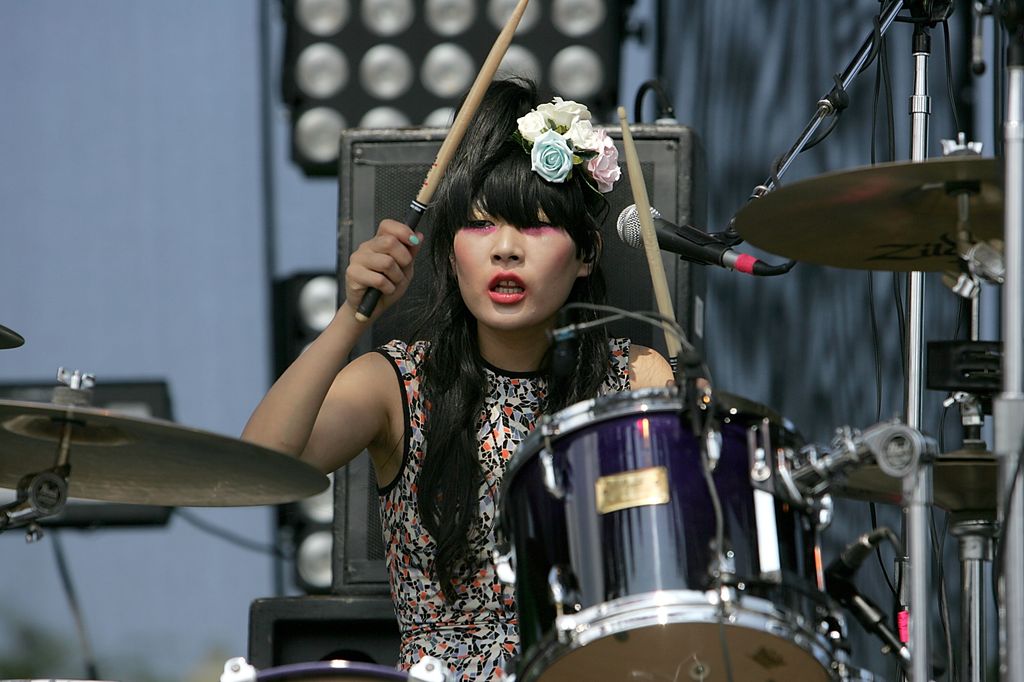 Akiko Matsuura performs in concert with The Big Pink during 2010 Lollapalooza