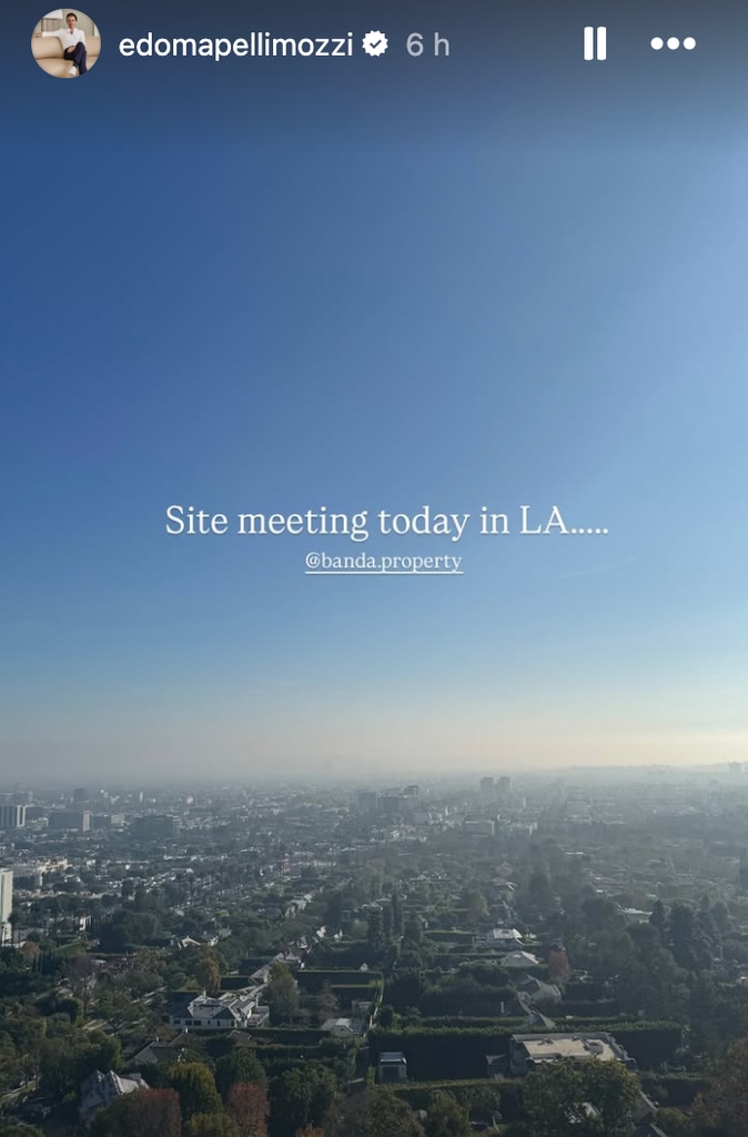 Edoardo revealed that he was on a work trip in LA 