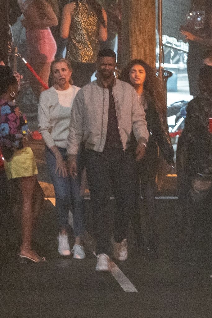 Cameron Diaz and McKenna Roberts film scenes with "Chris" a new photo double for Jamie Foxx's character in 'Back In Action' on Monday