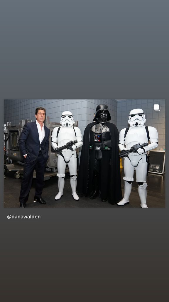 David Muir captured posing with Star Wars character actors at the 2025 Disney Upfront, shared on his Instagram Stories