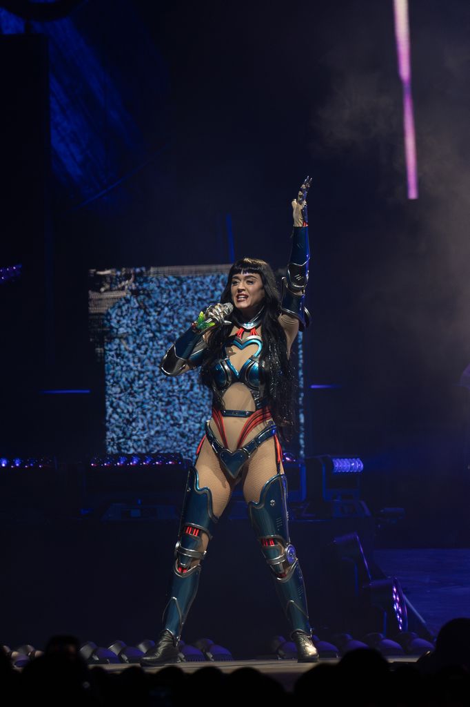 Katy in a futuristic leotard 