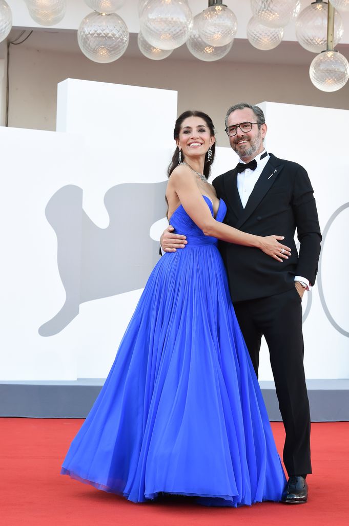 Caterina Murino with her partner Edouard Rigaud at the 80 Venice International Film Festival 2023. Closing Ceremony Red Carpet. Venice (Italy), September 9th,  2023