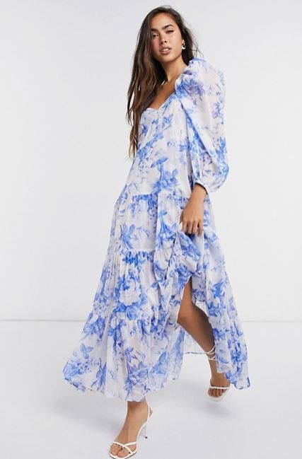 asos blue floral dress