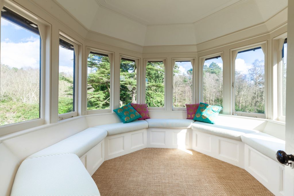 room with 360 degree windows and woodland views 