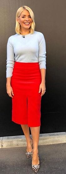 holly willoughby red skirt instagram