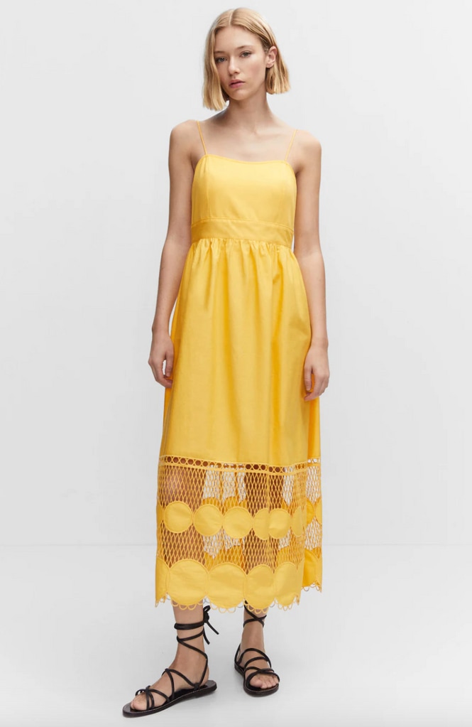 Mango yellow midi dress