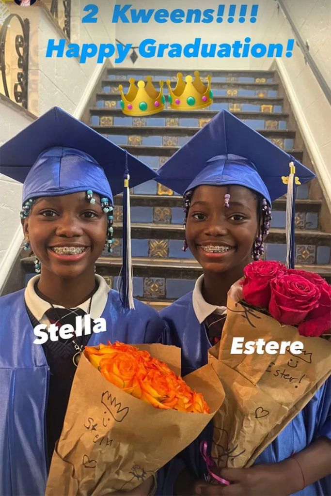 Madonna's twins, Stella and Estere, graduate