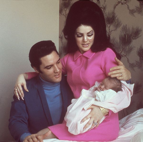 Elvis and Priscilla Presley and newborn daughter