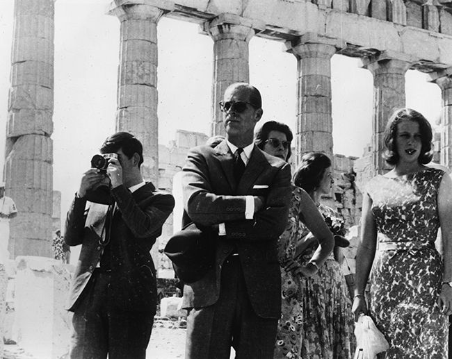 Black and white photo of Prince Philip in Greece